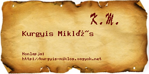 Kurgyis Miklós névjegykártya